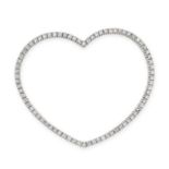 A DIAMOND HEART PENDANT in 18ct white gold, designed as the silhouette of a heart, set with round