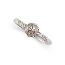 A SOLITAIRE DIAMOND RING set with a round brilliant cut diamond of 0.75 carats, no assay marks, size
