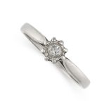 A SOLITAIRE DIAMOND RING in platinum, set with a round brilliant cut diamonds, full British