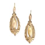 A PAIR OF ANTIQUE GOLD REVIVALIST EARRINGS, 19TH CENTURY in the Etruscan revival manner, each with