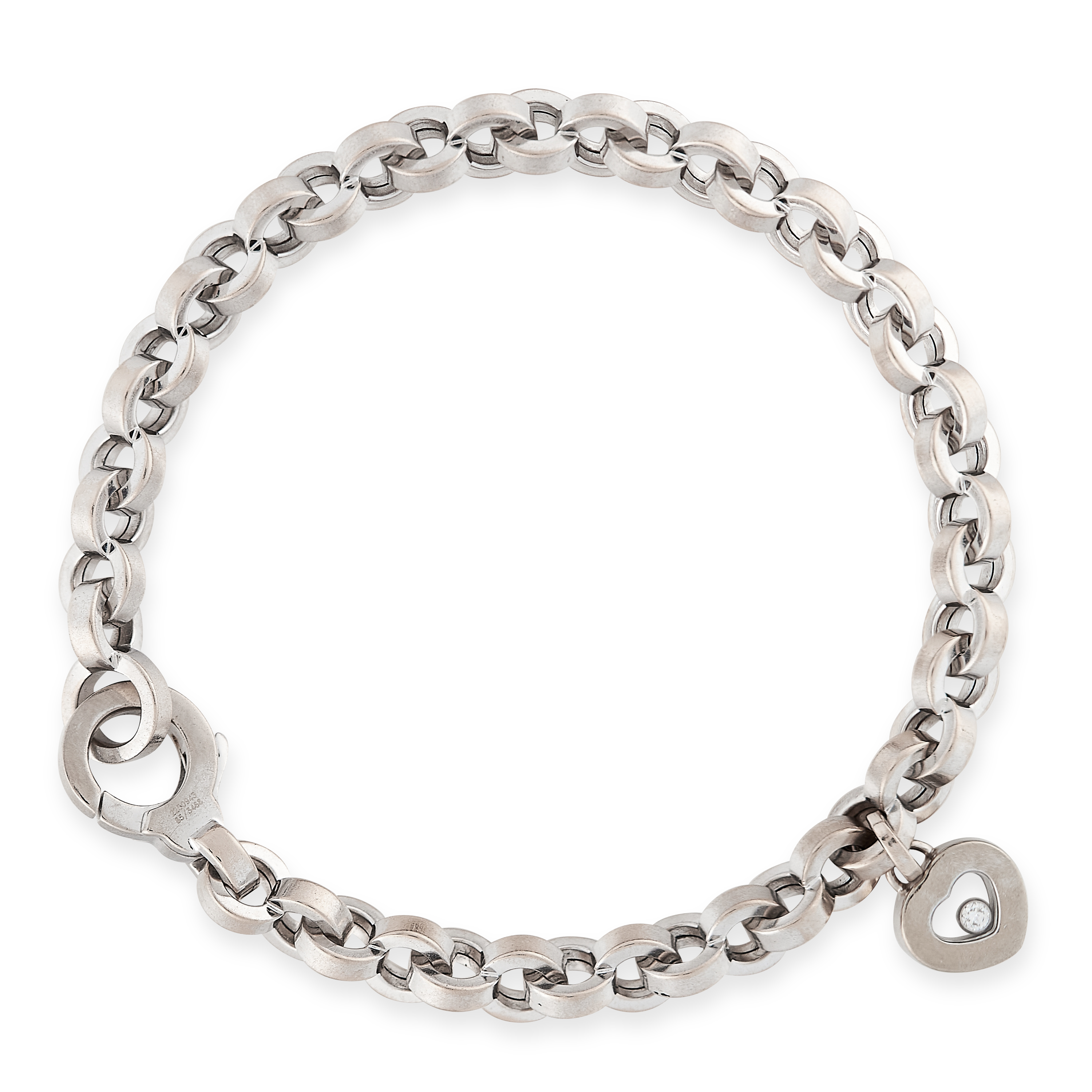 A HAPPY DIAMONDS CHARM BRACELET, CHOPARD in 18ct white gold, formed of a row a fancy belcher