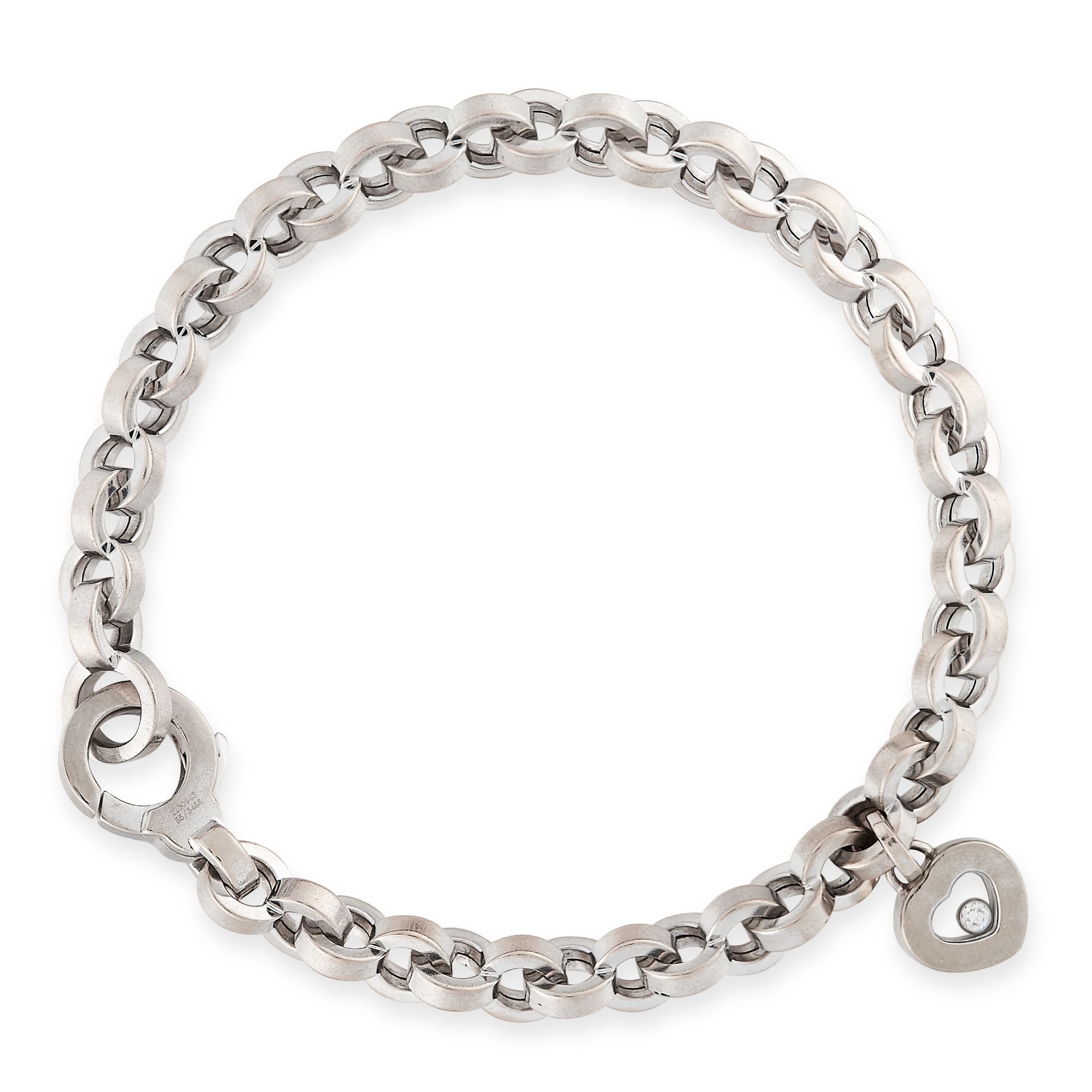 A HAPPY DIAMONDS CHARM BRACELET, CHOPARD in 18ct white gold, formed of a row a fancy belcher