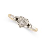A DIAMOND SWEETHEART RING in 18ct yellow gold and platinum, the heart shaped face set with a