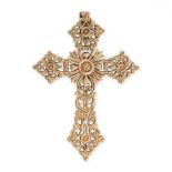 AN ANTIQUE GOLD CROSS PENDANT in 9ct yellow gold, the stylised cross formed of scrolls, no assay