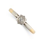 A SOLITAIRE DIAMOND DRESS RING in 18ct yellow gold and platinum, set with a round brilliant cut
