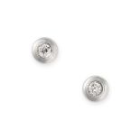A PAIR OF SOLITAIRE DIAMOND STUD EARRINGS in 18ct white gold, each set with a round brilliant cut