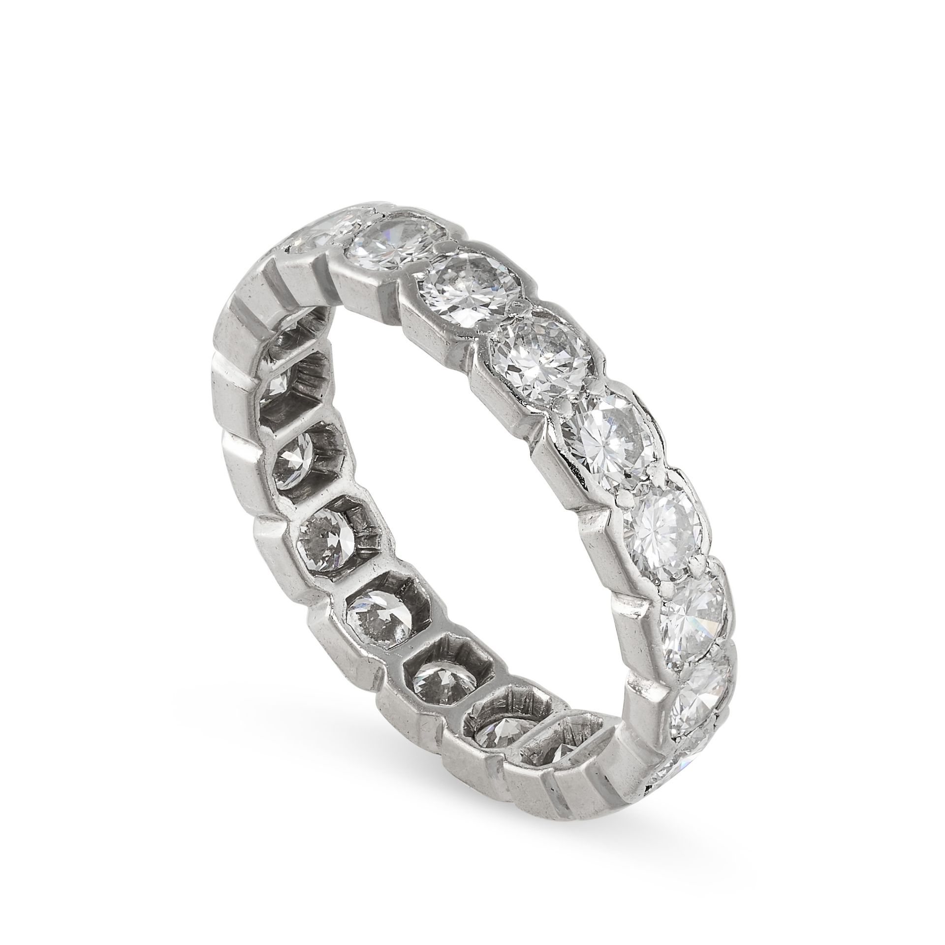 A DIAMOND ETERNITY RING, CARTIER set with a single row of round cut diamonds, all totalling 2.30 - Bild 2 aus 2