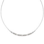 A DIAMOND NECKLACE composed of a swag-shaped pendant set with rose and round cut diamonds, set on