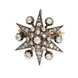 AN ANTIQUE DIAMOND STAR BROOCH / PENDANT set with old and rose cut diamonds, the diamonds all