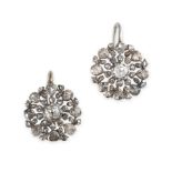 A PAIR OF ANTIQUE DIAMOND EARRINGS, 19TH CENTURY each set with a central old cut diamond within