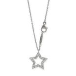 A DIAMOND STAR PENDANT AND CHAIN, TIFFANY & CO in platinum, the star shaped pendant set with round