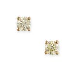 A PAIR OF DIAMOND STUD EARRINGS set with brilliant cut diamonds, both totalling 0.60 carats,