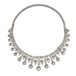 A FINE ANTIQUE DIAMOND CONVERTIBLE NECKLACE, 19TH CENTURY in yellow gold and silver, comprising a