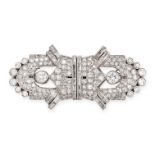 A VINTAGE DIAMOND DOUBLE CLIP BROOCH designed as two brooches, set with round brilliant, baguette