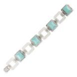 BOUCHERON, A FINE VINTAGE TURQUOISE, ROCK CRYSTAL AND DIAMOND BRACELET formed of alternating links