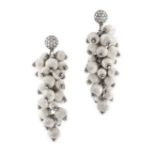 MICHELLE DELLA VALLE, A PAIR OF FROSTED GOLD AND DIAMOND EARRINGS in 18ct white gold, comprising a