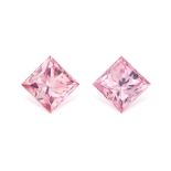 A PAIR OF NATURAL FANCY INTENSE PINK DIAMONDS of 0.48 carats and 0.47 carats, both totalling 0.95