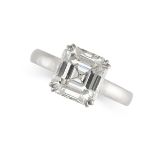 A 4.01 CARAT SOLITAIRE DIAMOND ENGAGEMENT RING in platinum, set with an asscher cut diamond of 4.