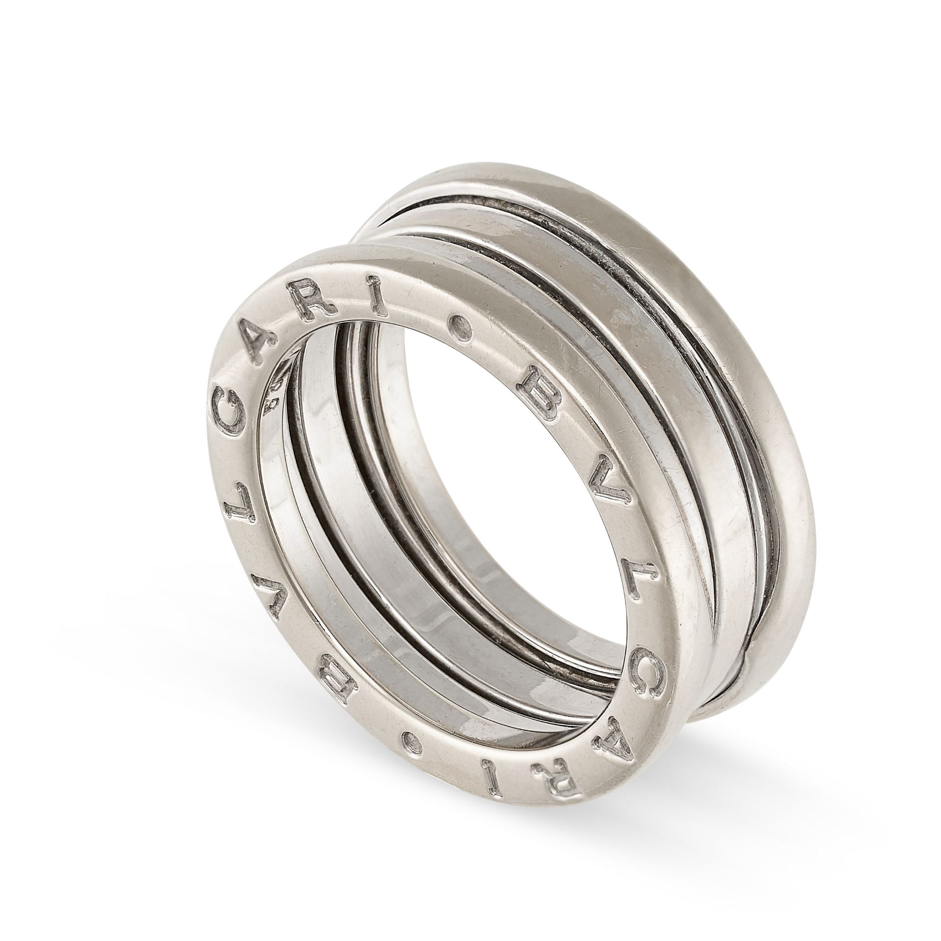 BULGARI, B.ZERO 1 RING in 18ct white gold, the articulated band with engraved lettering 'BVLGARI' to