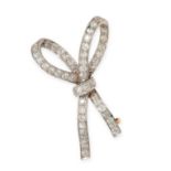 AN ANTIQUE DIAMOND BOW BROOCH, EARLY 20TH CENTURY designed as a ribbon tied in a bow, set with old