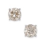A PAIR OF DIAMOND STUD EARRINGS in 18ct white gold, each set with a round cut diamond, the