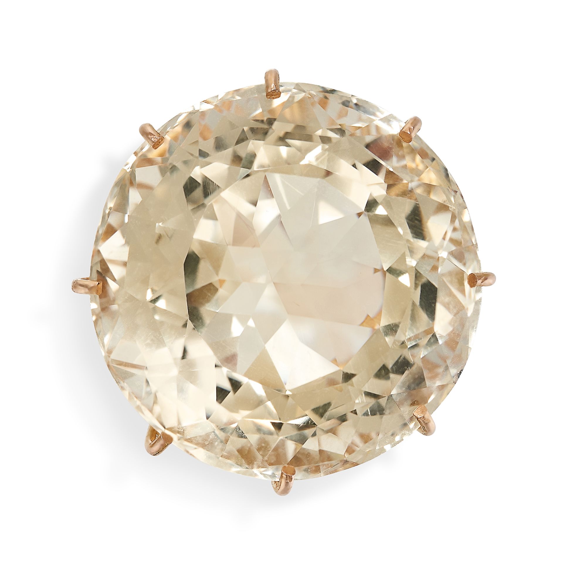 A LARGE CITRINE COCKTAIL RING in 18ct yellow gold, set with a round cut citrine of approximately