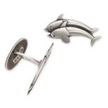 GEORG JENSEN, A PAIR OF DOLPHIN CUFFLINKS in silver, designed by Arno Malinowski, design number 129,