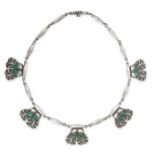 GEORG JENSEN, A MALACHITE NECKLACE 1933-44 in silver, design number 4, formed of a series of