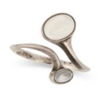 GEORG JENSEN, A MOONSTONE DRESS RING in silver, designed by Vivianna Torun, the open band