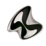 GEORG JENSEN, AN ABSTRACT SILVER AND ENAMEL BROOCH in silver, designed by Henning Koppel, design