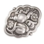 GEORG JENSEN,  A SILVER BROOCH in silver, design number 279, depicting a snail among flowers and