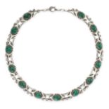 GEORG JENSEN, A MALACHITE NECKLACE in silver, design number 22, formed of a series of foliate links,