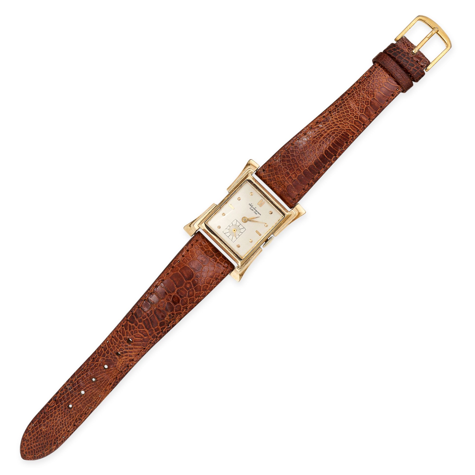 JULES JURGENSEN, A VINTAGE WRISTWATCH 1950S in 14ct yellow gold, white face with seconds sub-dial to