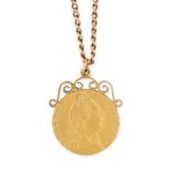 A GEORGE III GUINEA GOLD COIN PENDANT NECKLACE in yellow gold, comprising a George III gold guinea