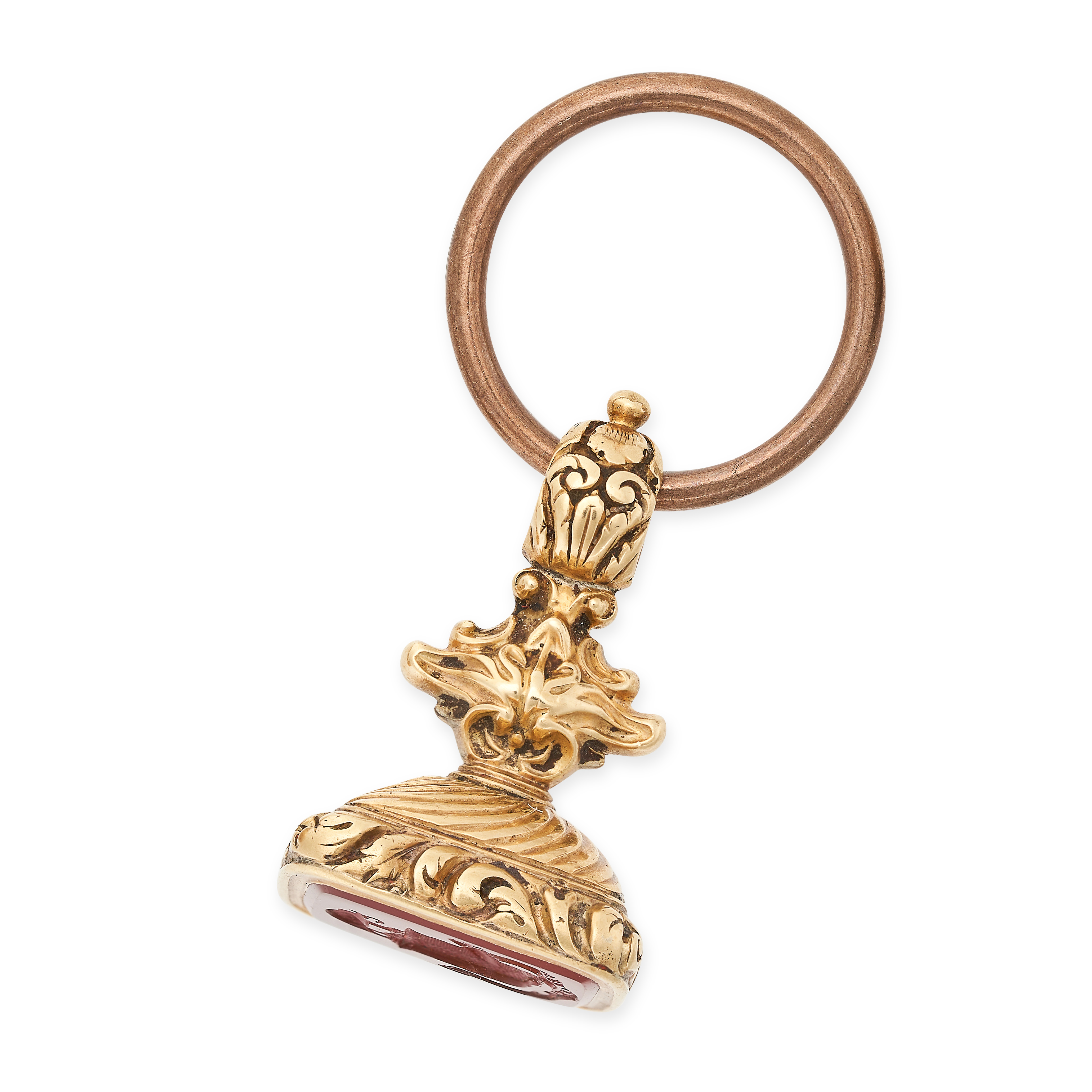 NO RESERVE - AN ANTIQUE CARNELIAN INTAGLIO FOB SEAL PENDANT, 19TH CENTURY in yellow gold, set with a - Image 2 of 3