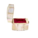 NO RESERVE - AN ANTIQUE MOTHER OF PEARL RING JEWELLERY BOX the hinged body inlaid with panels of