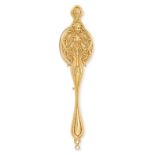 AN ANTIQUE ART NOUVEAU DIAMOND LORGNETTE / PAIR OF OPERA GLASSES in 14ct yellow gold, the folding