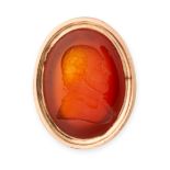 NO RESERVE - AN ANTIQUE CARNELIAN INTAGLIO FOB SEAL PENDANT, 18TH CENTURY in yellow gold, set with