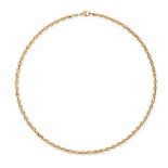 A GOLD MARINER FANCY LINK NECKLACE in 14ct yellow gold, comprising a single row of mariner links,
