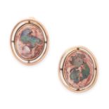 DAVID THOMAS, A PAIR OF BOULDER OPAL CLIP EARRINGS, 1977 in 9ct yellow gold, each set with an oval