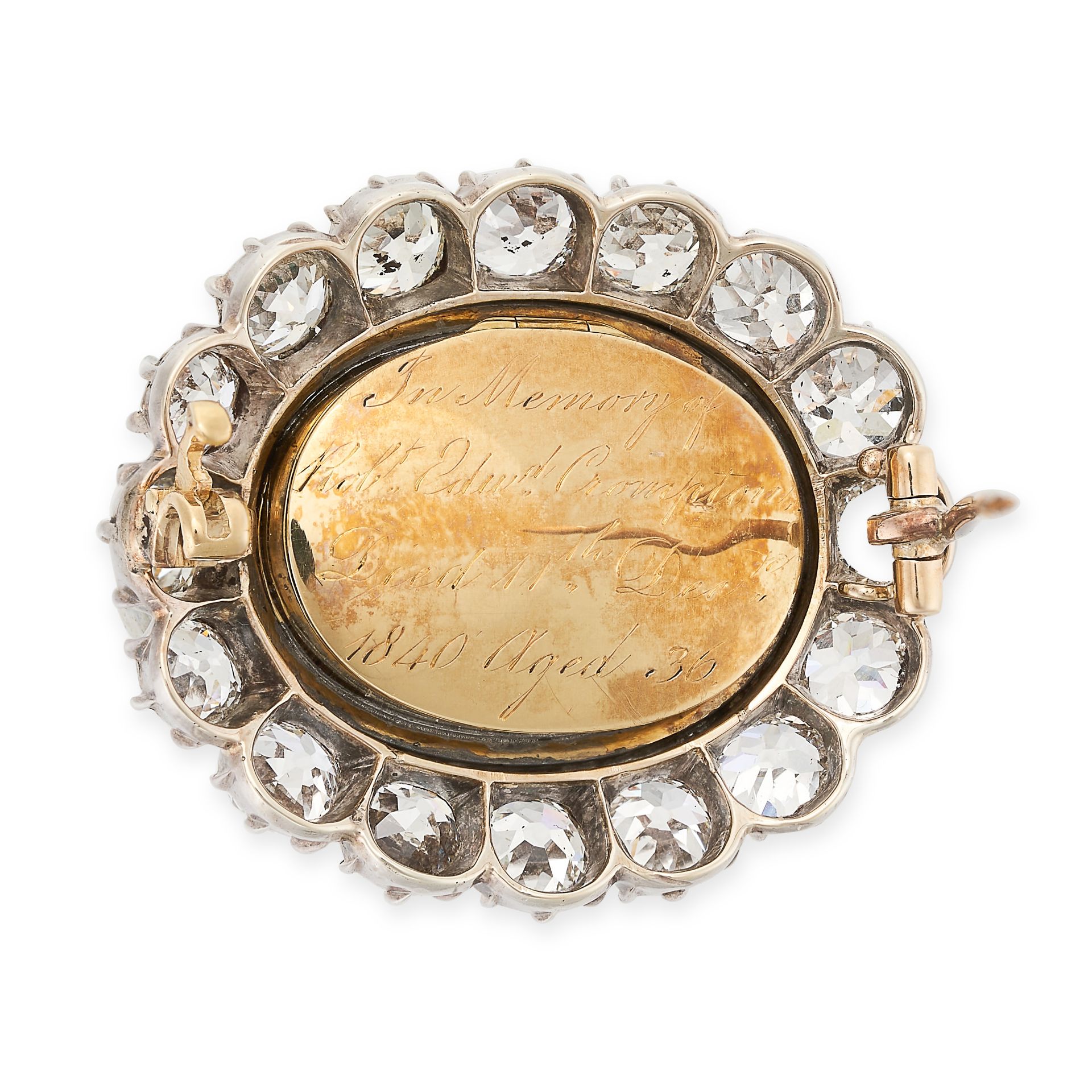 NO RESERVE - A FINE ANTIQUE VICTORIAN DIAMOND AND ENAMEL MOURNING LOCKET BROOCH, 19TH CENTURY in - Image 2 of 5