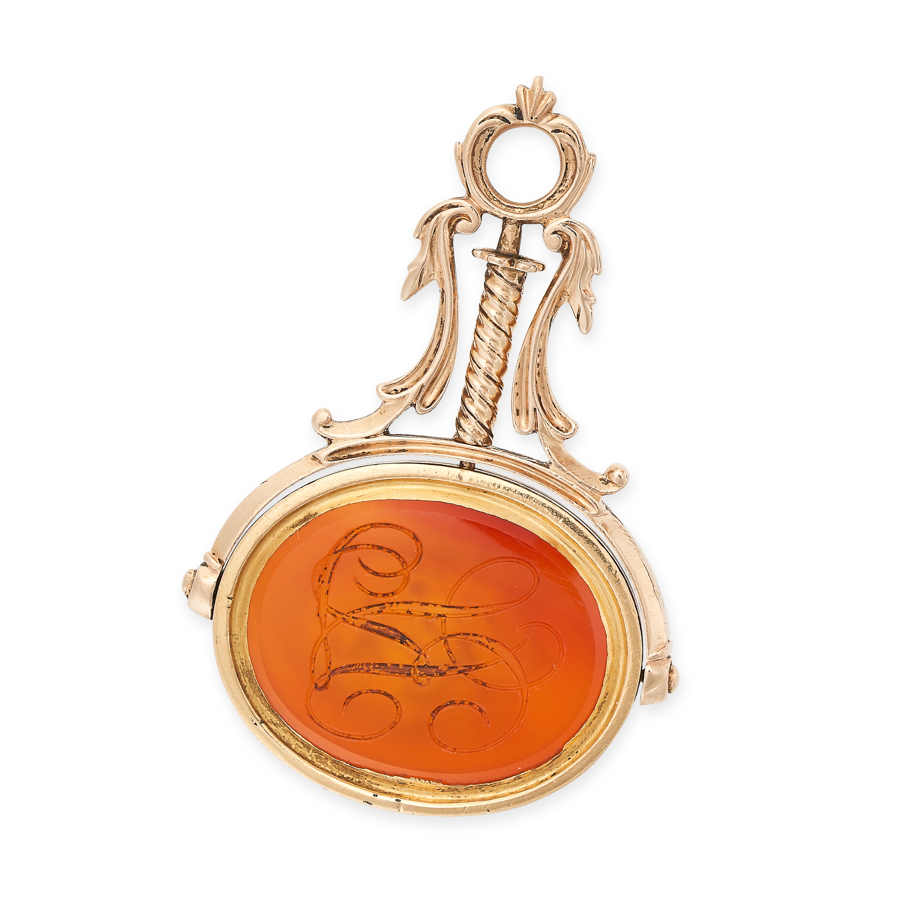 NO RESERVE - AN ANTIQUE CARNELIAN SWIVEL FOB SEAL PENDANT, LATE 18TH CENTURY in yellow gold, set - Image 2 of 3