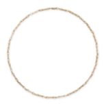 A VINTAGE GOLD FANCY LINK CHAIN NECKLACE in 9ct yellow gold, formed of a series of textured baton