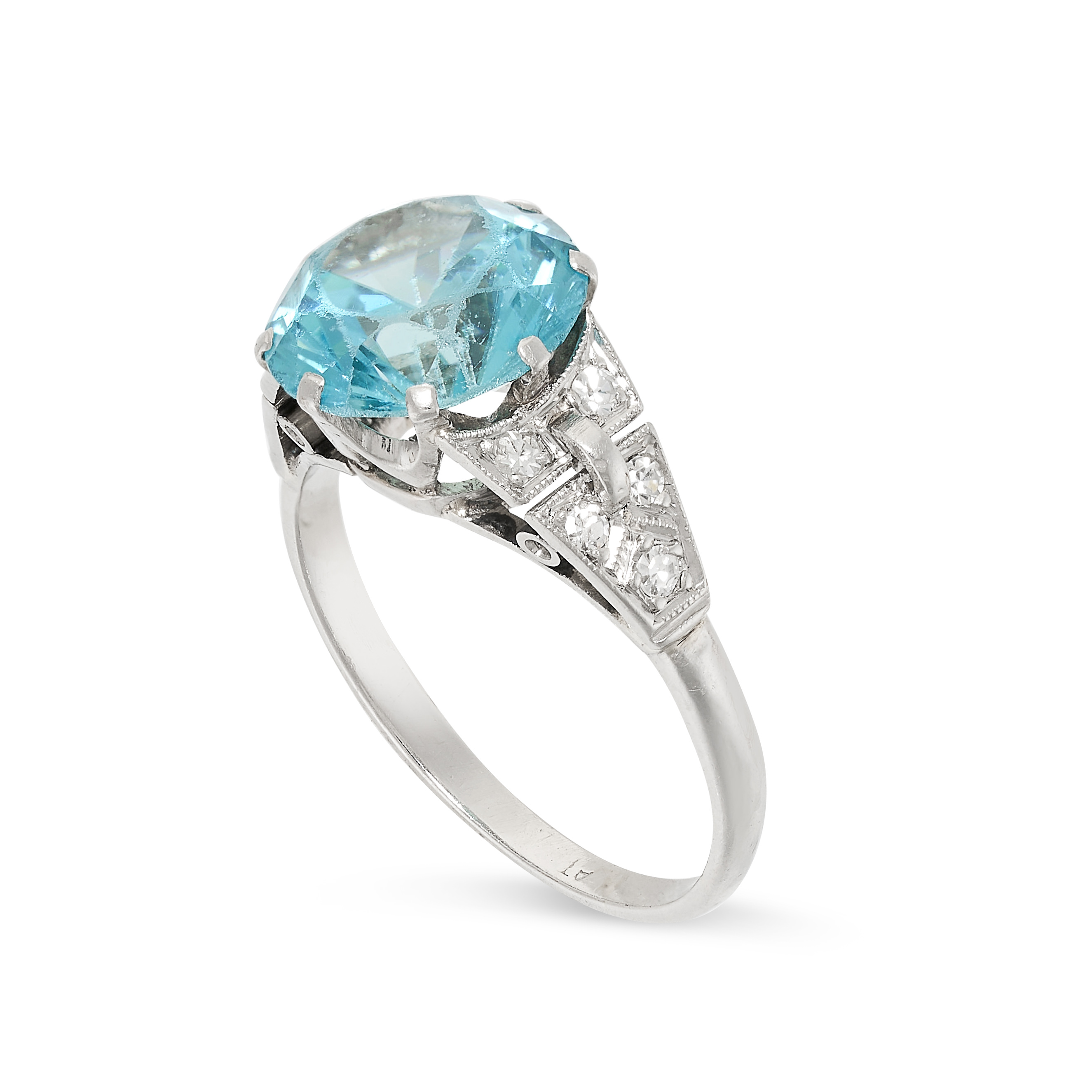 NO RESERVE - AN ART DECO BLUE ZIRCON AND DIAMOND DRESS RING, CIRCA 1930 in platinum, set to the - Image 2 of 3
