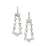 BOODLES, A PAIR OF DIAMOND DROP EARRINGS in platinum, featuring round brilliant cut diamonds held in