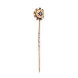 AN ANTIQUE DIAMOND TIE / STICK PIN BROOCH, 19TH CENTURY in yellow gold, set with a rose cut diamond,