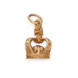 A VINTAGE CROWN CHARM in 9ct yellow gold, full British hallmarks, 1.6cm, 1.3g.