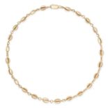 A VINTAGE GOLD NECKLACE in 9ct yellow gold, comprising a single row of open oval fancy links