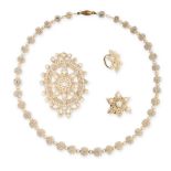 NO RESERVE - AN ANTIQUE VICTORIAN SEED PEARL AND PEARL NECKLACE PENDANT SUITE the demi parure