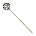 NO RESERVE - AN ANTIQUE DIAMOND TIE PIN / BROOCH the pin terminating with a circular motif set